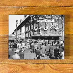 Ebbets Field - Iconic Brooklyn Dodgers Ballpark Late 1940&#39;s - Vintage Sports Wood Wall Panel