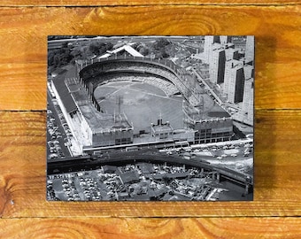 Polo Grounds - Aerial View Iconic Former Ballpark of the NY Giants and Mets - Sports Room Wood Wall Panel