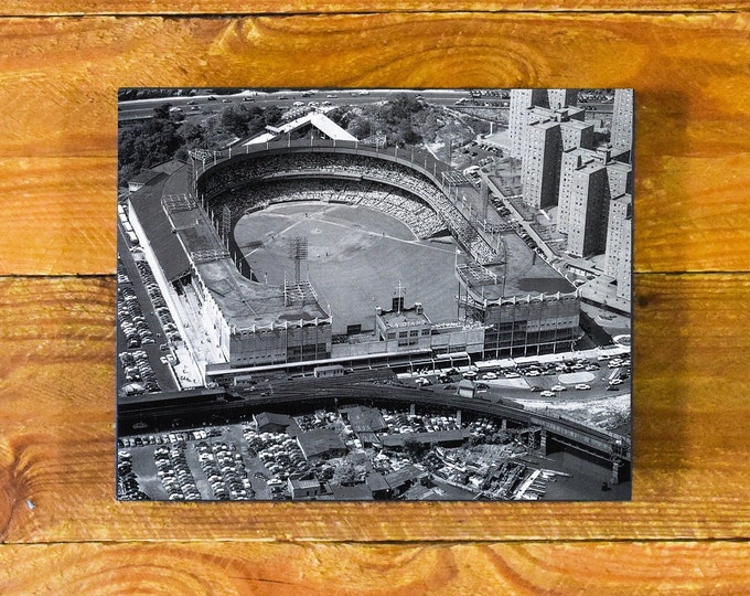 Polo Grounds - Aerial View Iconic Former Ballpark of the NY Giants and Mets - Sports Room Wood Wall Panel
