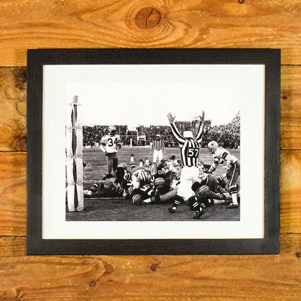 Iconic 1967 NFL "Ice Bowl" Game - Green Pay Packers vs. Dallas Cowboys - Matted and Framed Vintage Wall Hanging