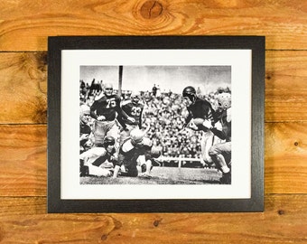 Leather Helmets 1930's -1940's - Throwback Football Image - Matted and Framed Vintage Sports Bar & Room Decor
