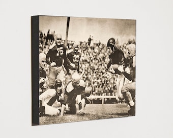 Leather Helmets 1930's -1940's - Throwback Football Image - Vintage Sports Wood Wall Panel