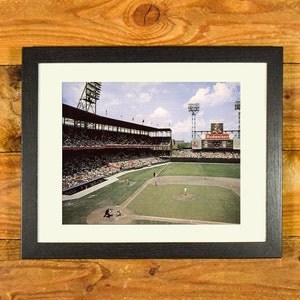 Stan Musial Batting at Sportsman&#39;s Park - Circa 1950&#39;s Color Photo - Matted and Framed Vintage Sports Wall Hanging
