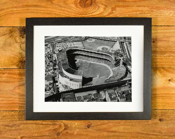 Majestic Yankee Stadium - 1963 World Series Aerial View - Matted & Framed Sports Room and Bar Wall Decor