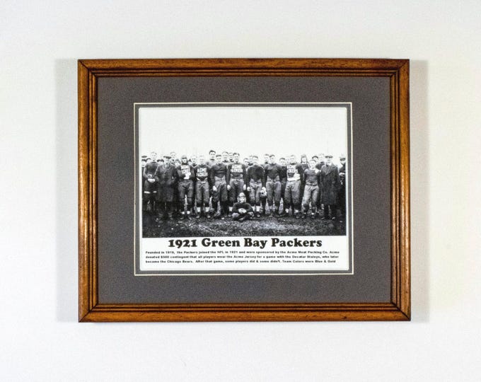 Green Bay Packers - 1921 Team Photo - NFL Original Team Sponsored by Acme Meat Packing - Matted and Framed Vintage Sports Wall Hanging