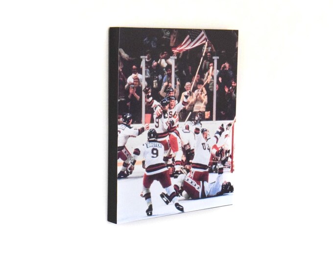 1980 "Miracle on Ice" - Men's Olympic Ice Hockey Team Celebration - Vintage Sports Wood Wall Panel