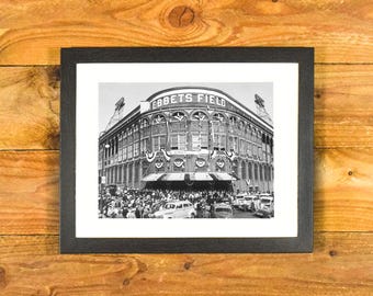 Ebbets Field - Classic Brooklyn Dodgers Ballpark 1947 World Series - Framed Vintage Sports Wall Hanging