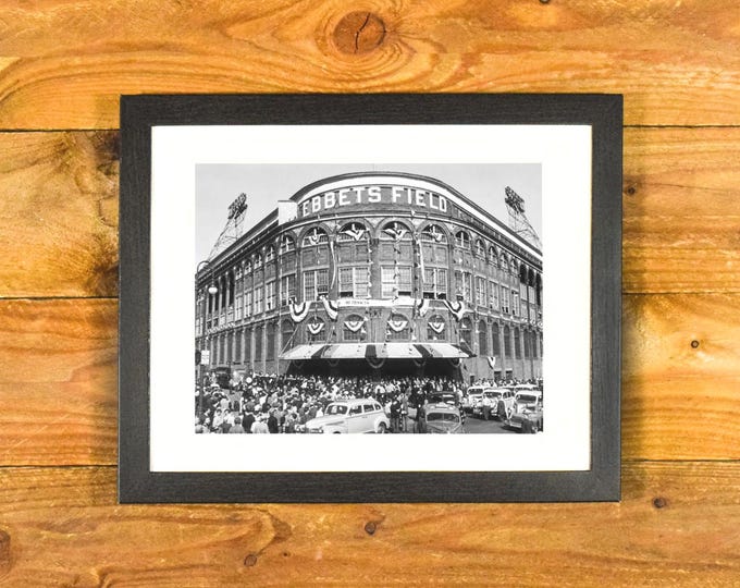 Ebbets Field - Classic Brooklyn Dodgers Ballpark 1947 World Series - Framed Vintage Sports Wall Hanging