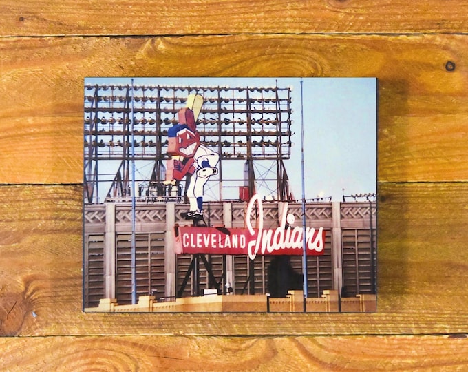 Municipal Stadium Cleveland - Beautiful Color 1950's-1960's Image - Sports Bar & Room Wood Wall Panel
