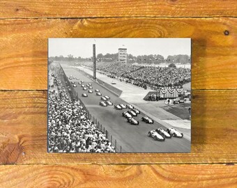 Action Shot 1960 Photo Indianapolis 500 Race - Sports Bar Wood Wall Panel