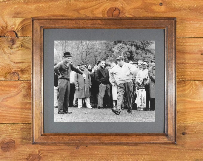 Arnold Palmer & Jackie Gleason - "And Away We Go" - Matted and Framed Vintage Golf Wall Hanging - Limited Edition - Last One!