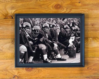 New York Giants "Sideline Bonfire" - 1962 NFL Title Game vs Green Bay at Yankee Stadium - Framed Sports Wall Poster Hanging