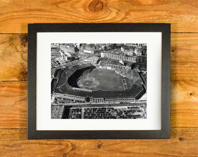 Fenway Park 1930's Aerial View - Iconic Ballpark of the Boston Red Sox - Matted and Framed Vintage Sports Wall Hanging