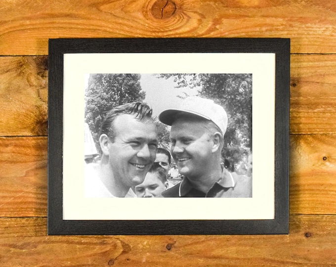 Arnold Palmer & Jack Nicklaus - Image at 1962 US Open - Framed Vintage Golf Wall Hanging