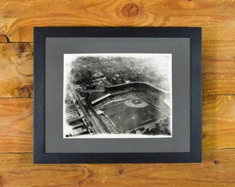 Navin Field - Iconic Detroit Ballpark Aerial Image 1920s - Matted and Framed Vintage Sports Room and Bar Wall Hanging