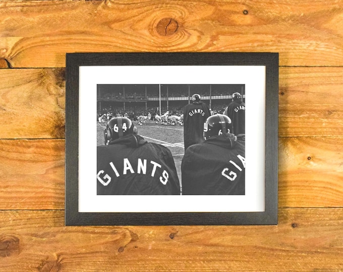 Vintage Framed Wall Hanging New York Giants Sideline Image - 1962 NFL Title Game vs Green Bay at Yankee Stadium