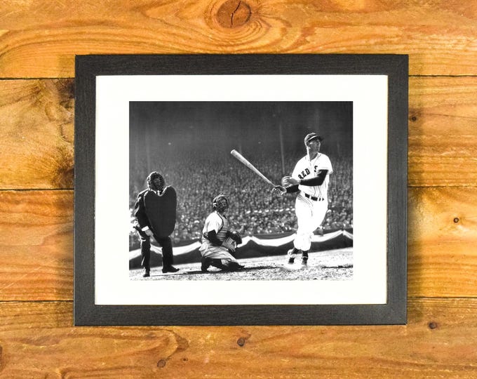 Ted Williams Classic Swing - Boston Red Sox Icon -  Matted and Framed Sports Bar & Room Wall Hanging