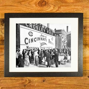 Crosley Field - Cincinnati Reds Ballpark 1940 Exterior Image - Matted & Framed Vintage Sports Wall Hanging