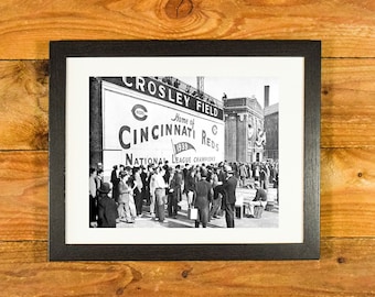 Crosley Field - Cincinnati Reds Ballpark 1940 Exterior Image - Matted & Framed Vintage Sports Wall Hanging