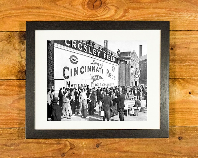 Crosley Field - Cincinnati Reds Ballpark 1940 Exterior Image - Matted & Framed Vintage Sports Wall Hanging