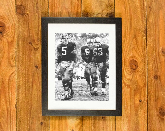 Paul Horning, Jerry Kramer & Fuzzy Thurston - Iconic 1960's Green Bay Packers - Matted and Framed Sports Room and Bar Wall Hanging