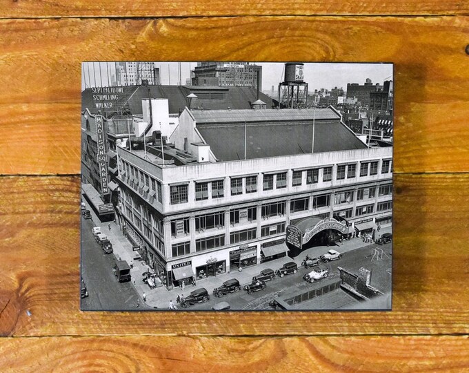 Madison Square Garden - 1932 Aerial View Iconic NYC Arena - Vintage Sports Bar and Room Wood Wall Panel