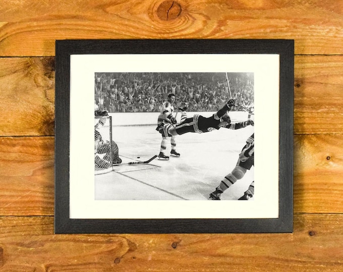 Bobby Orr Boston Bruins - 1970 "Flying Goal" Wins Stanley Cup - Matted and Framed Wall Hanging