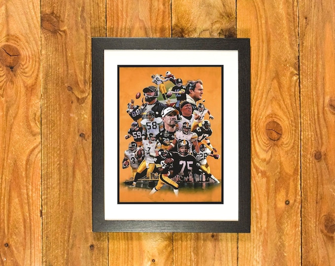 Pittsburgh Steelers - Iconic Players & Coaches Through the Years - Matted and Framed Sports Wall Hanging