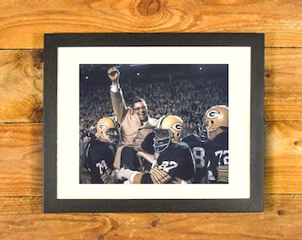 Vince Lombardi & Green Bay Packers 1966 Championship Victory Celebration - Matted and Framed Vintage Sports Wall Hanging