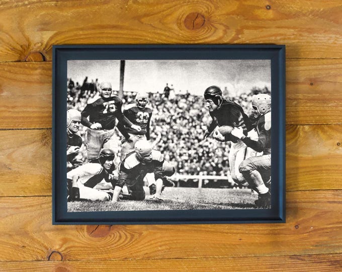 Leather Helmets 1930's -1940's - Throwback College Football Image - Vintage Sports Wood Wall Panel