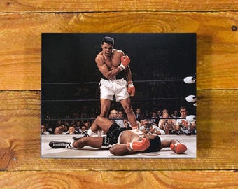 Cassius Clay (Muhammad Ali) vs. Sonny Liston - Color Shot 1965 Classic Knockout - Sports Wood Wall Panel