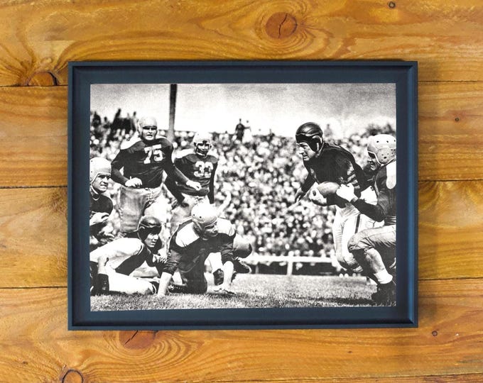 Leather Helmets 1930's -1940's - Throwback College Football Image - Vintage Sports Wood Wall Poster