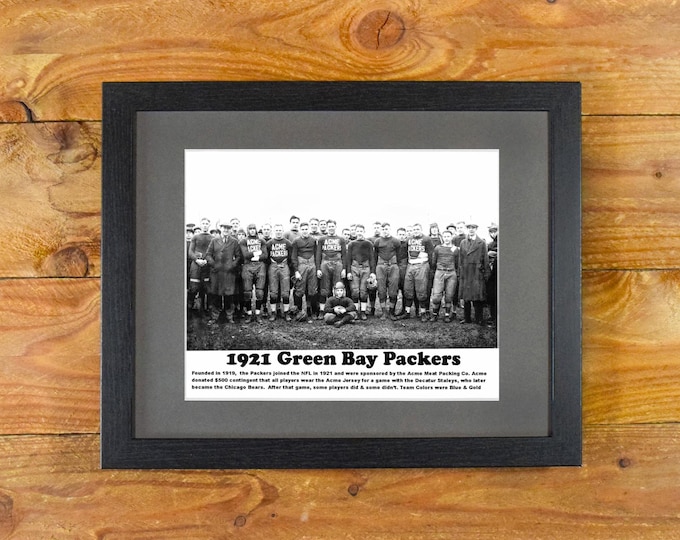 Green Bay Packers - 1921 Team Photo - NFL Original Team Sponsored by Acme Meat Packing - Matted and Framed Vintage Sports Wall Hanging