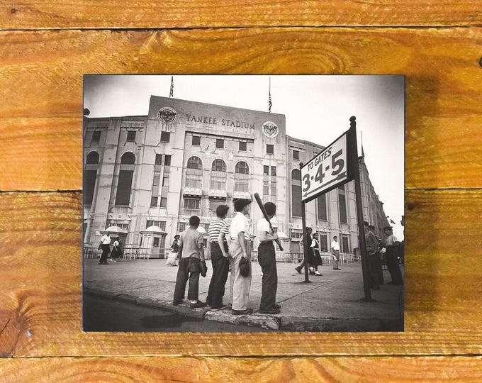 The Awe of "The Yankee Boys" 1948 Yankee Stadium New York - Vintage Sports Wall Panel Decor