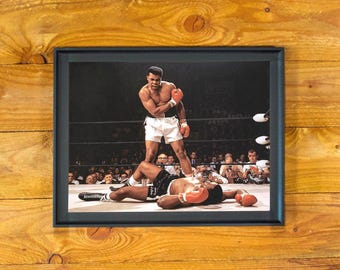Cassius Clay (Muhammad Ali) vs. Sonny Liston - Framed Color 1960's Championship Boxing Wall Poster