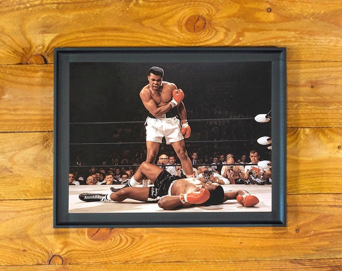 Cassius Clay (Muhammad Ali) vs. Sonny Liston - Framed Color 1960's Championship Boxing Wall Poster