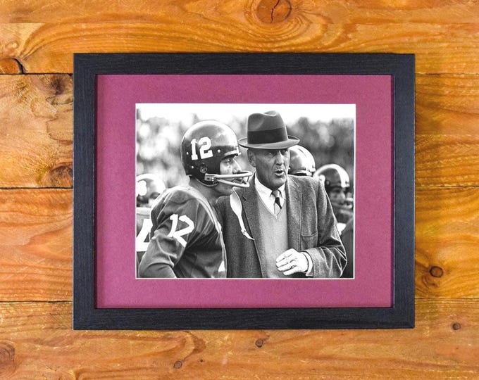 Coach Paul "Bear" Bryant & Joe Namath - Alabama Football 1960's - Matted and Framed Vintage Sports Wall Hanging