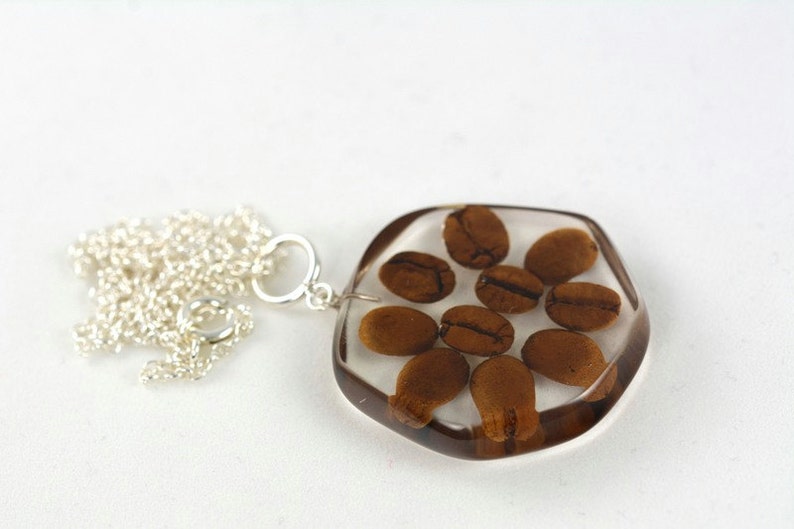 Brown Coffee Beans Pendant Coffee Seeds Necklace Clear Resin Etsy