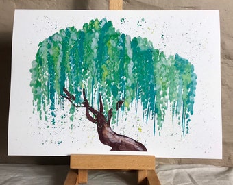 Willow Tree art print A4 Print Original Watercolour Painting Design on card - Poster Style