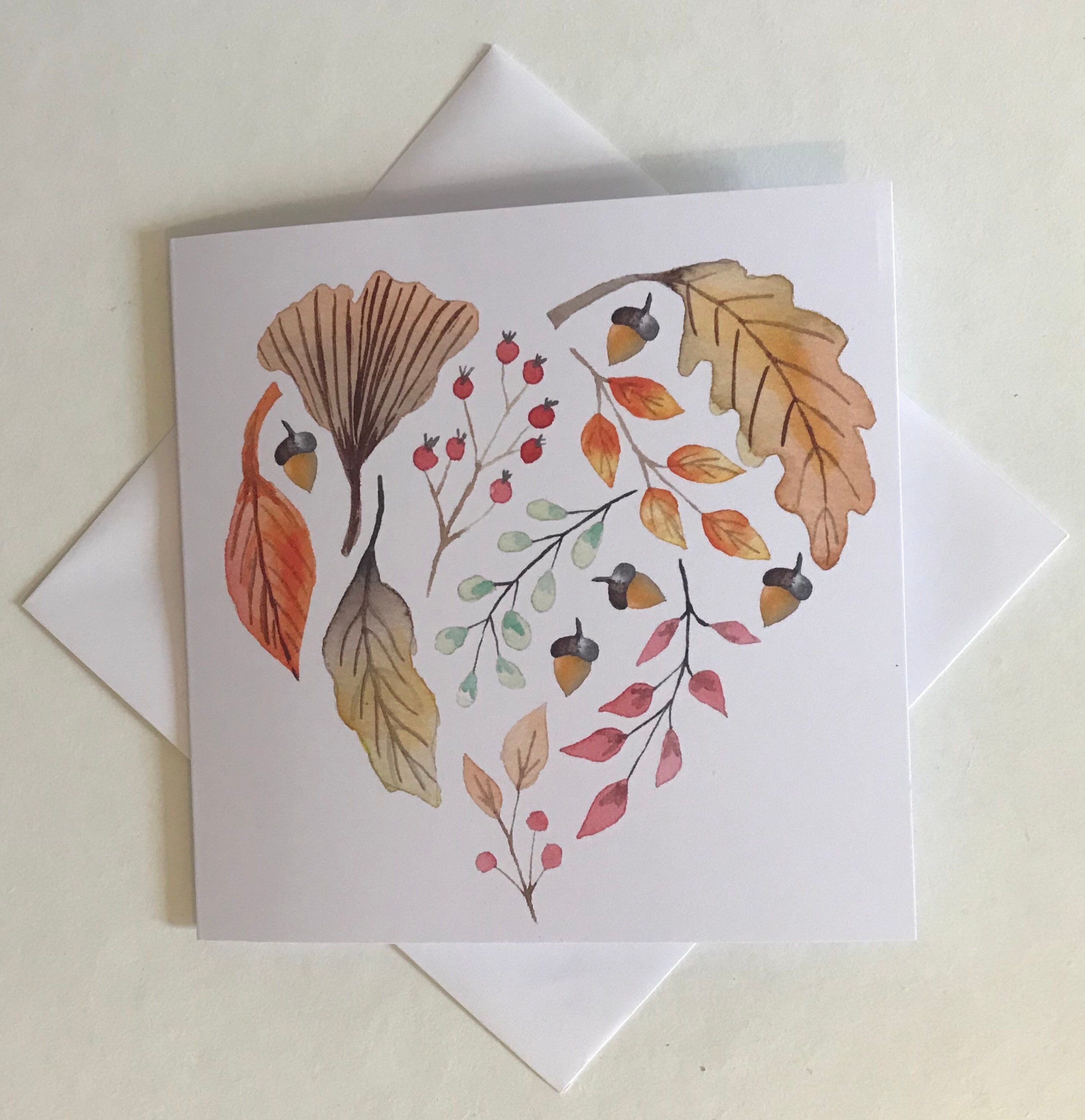 Autumn Heart Leaves Greetings Card - Autumn Wedding Card- Thanksgiving ...