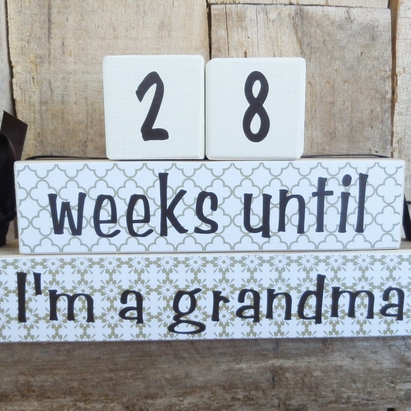 Pregnancy Countdown, due date blocks, weeks until (days until) I'm a grandma, Pregnancy Announcement, Announcing Pregnancy, Countdown Blocks