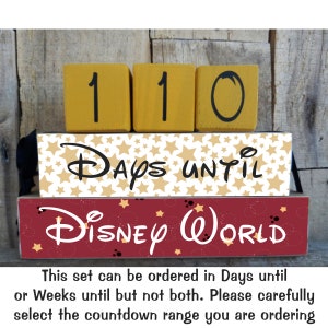 Disney Countdown, Disney World Countdown,  Disneyland, Countdown Blocks, Days Until (or optional Weeks until) Disney, Disney, 4.5 &quot;x 7 &quot;