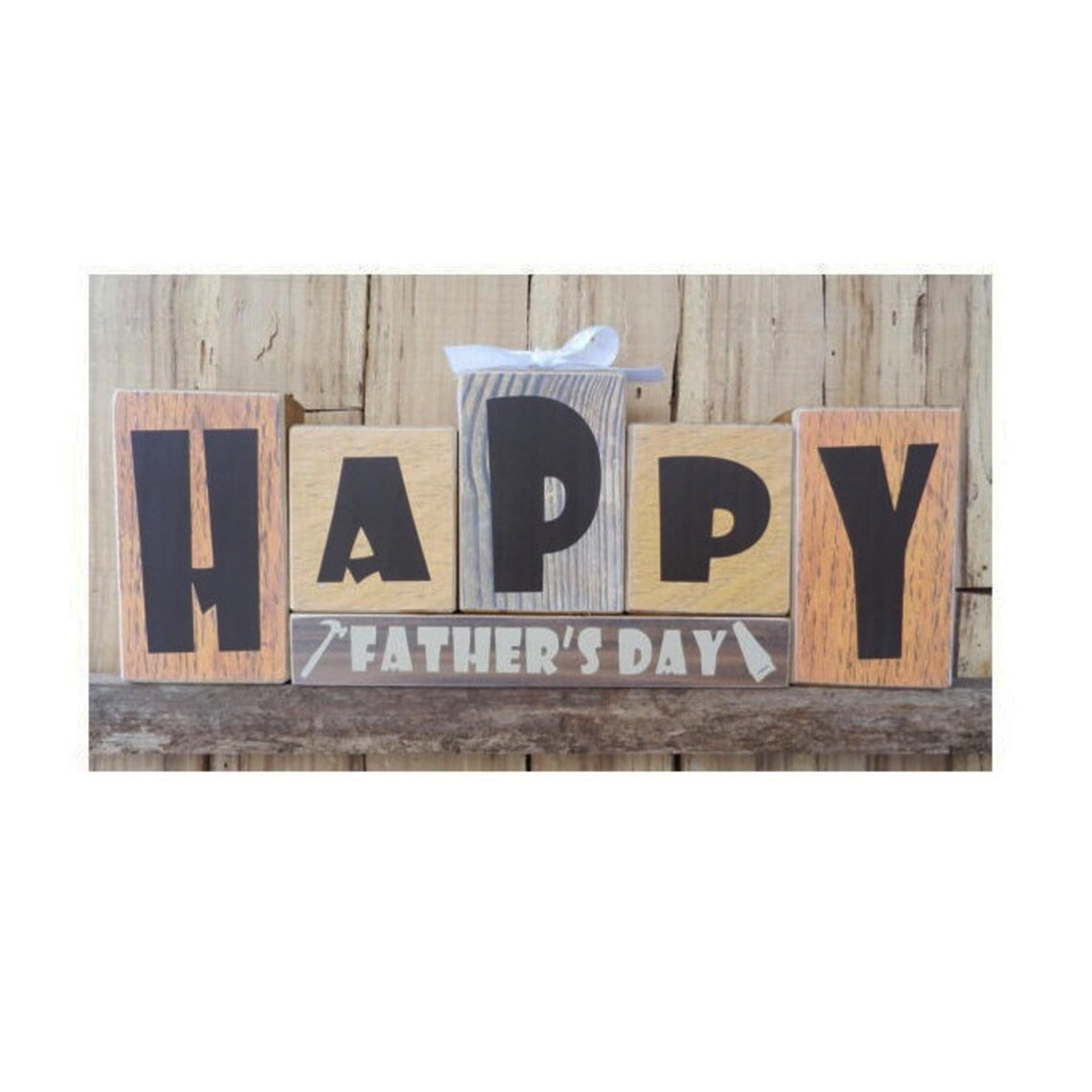 Father Block Happy Father's Day Block Set, Large Block Set, Wood Block Set, Papered ...