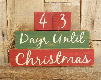 Countdown  blocks, days until (weeks until)  Christmas, Rustic Christmas countdown, Christmas decoration, Christmas blocks, Holiday blocks