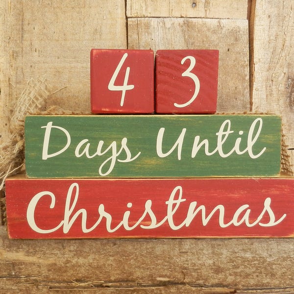 Countdown  blocks, days until (weeks until)  Christmas, Rustic Christmas countdown, Christmas decoration, Christmas blocks, Holiday blocks