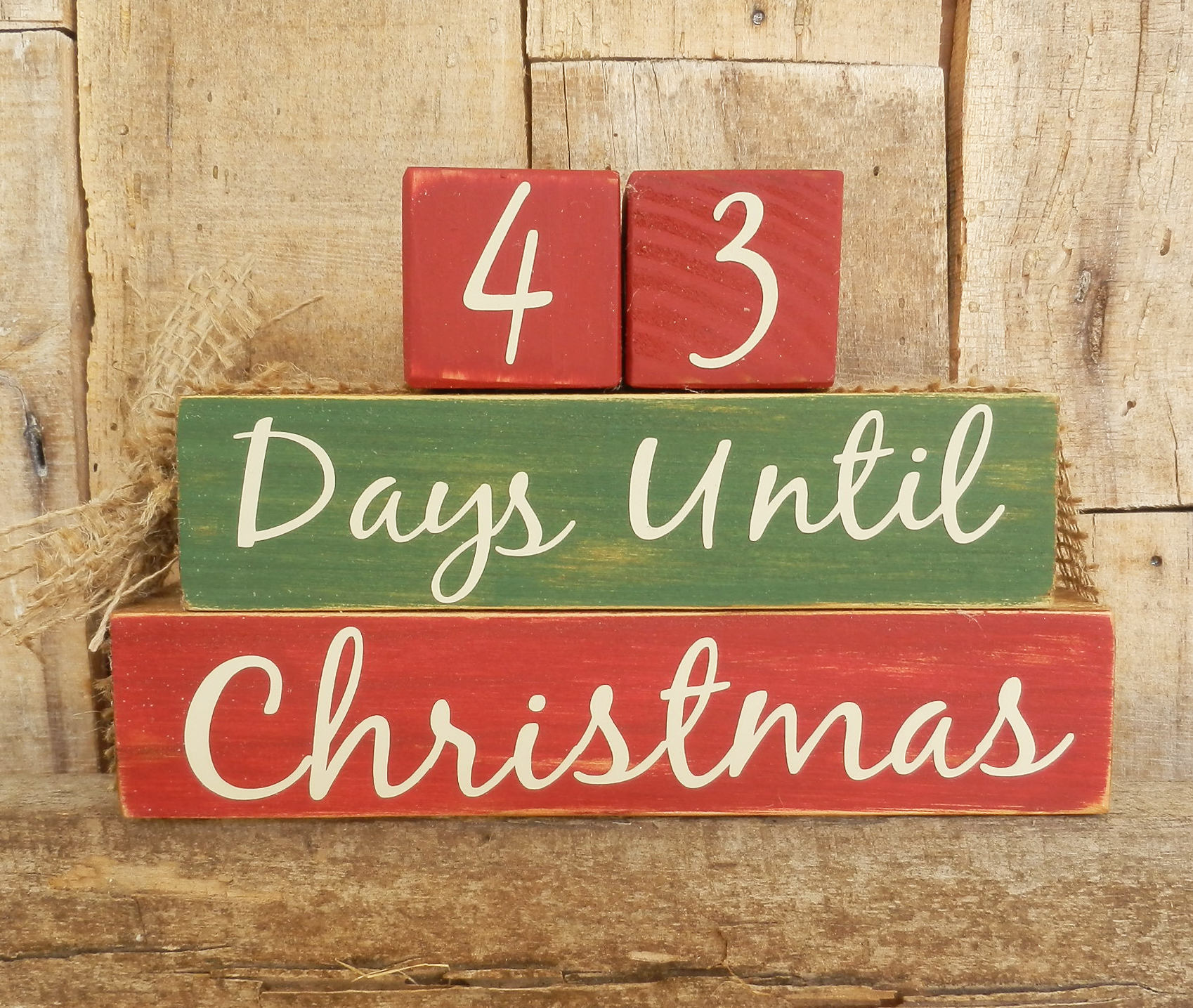 Countdown Blocks Days Until weeks Until Christmas Rustic Etsy