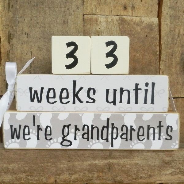 Pregnancy Countdown, due date blocks, weeks until,  we're grandparents, Pregnancy Announcement, Announcing Pregnancy, Countdown Blocks