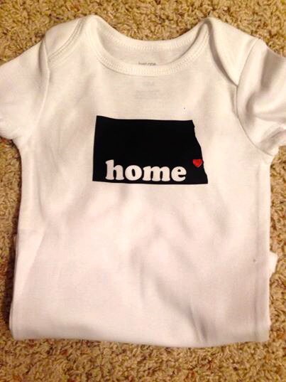 Fargo North Dakota "Home" Onesie with red heart
