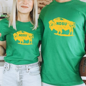 NDSU Bison Vintage Silhouette T-Shirt | Bella + Canvas 3001 | Bison Yellow Ink | Multiple Colors Available