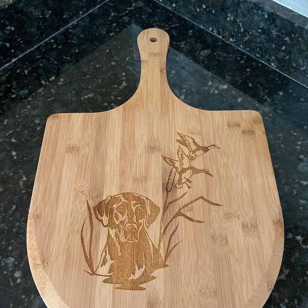 Custom Pizza Peel/Custom Pizza Board/Personalized Pizza Peel/Hunters Pizza Board cutting board serving board Bamboo  #5 Lab & Ducks